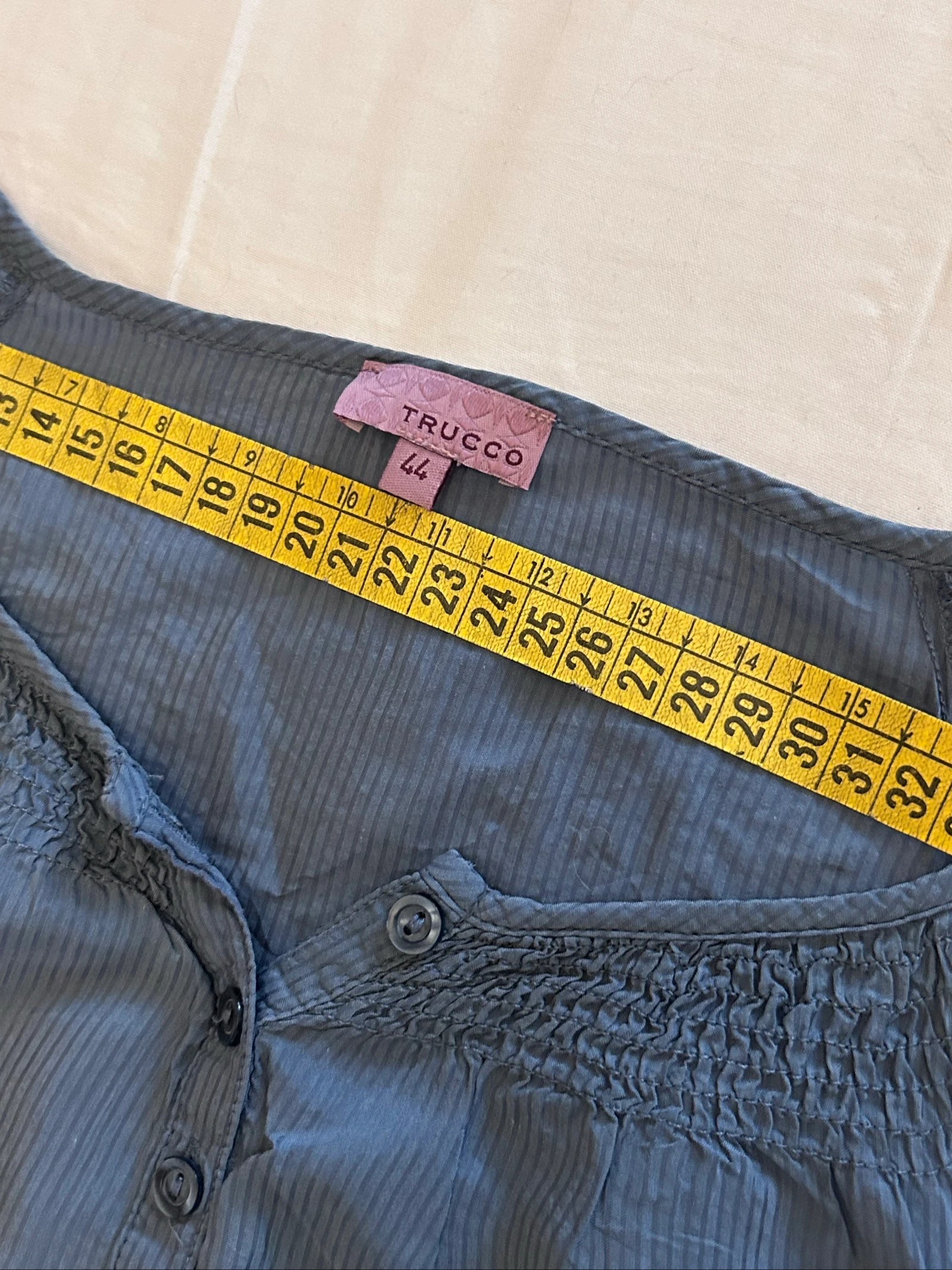 Chemisier à manches longues Trucco à petits rayures tons bleus taille 44 – photo 3